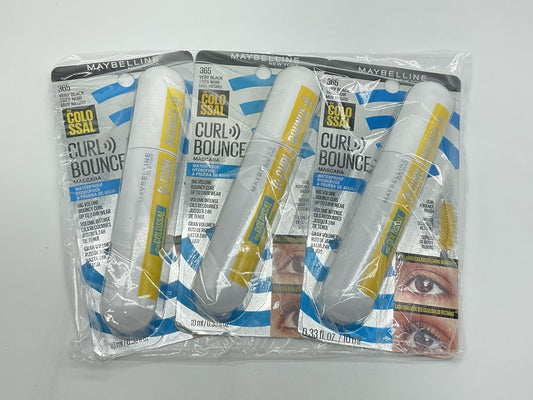 3 PACK - Maybelline The Colossal Curl Bouncing Mascara, Very Black 365
