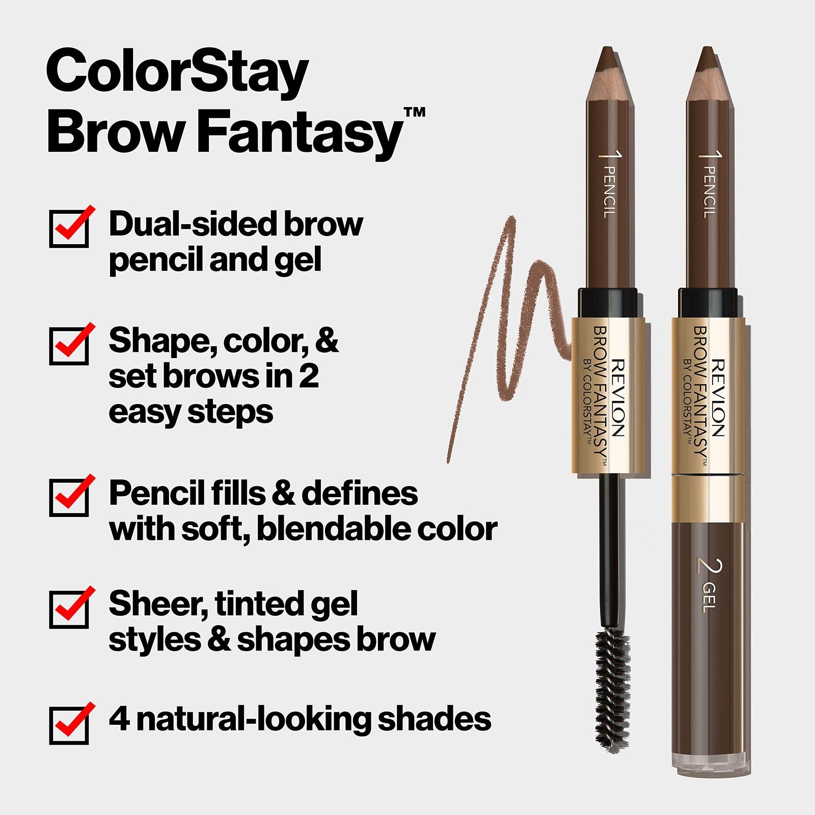 2 PACK - Revlon Brow Fantasy Pencil & Gel - 105 Brunette