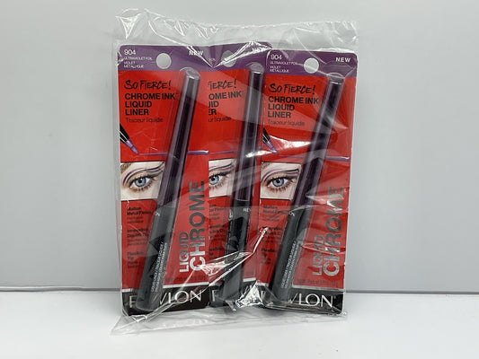 3 PACK - Revlon So Fierce! Chrome Ink Liquid Eyeliner Pen, 904 Ultraviolet Foil