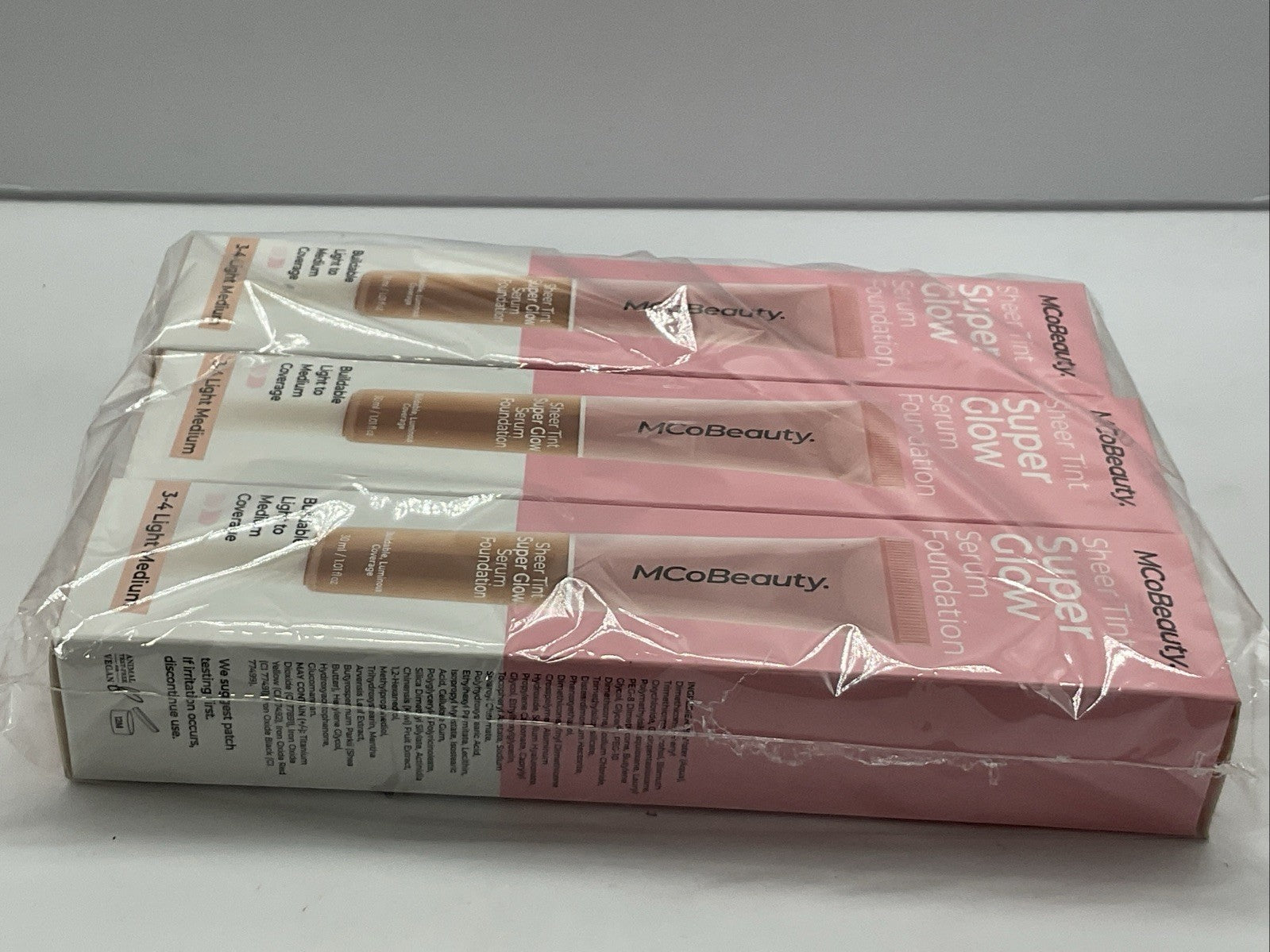 3 PACK - MCoBeauty Super Glow Sheer TINT Serum Foundation - 3-4 Light TO Medium