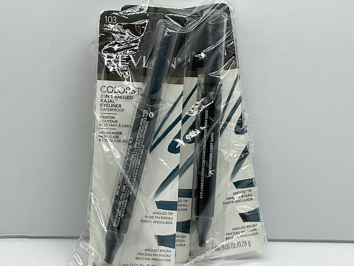 3 PACK - Revlon Colorstay 2 In 1 Kajal Waterproof Eyeliner ~ Evergreen 103