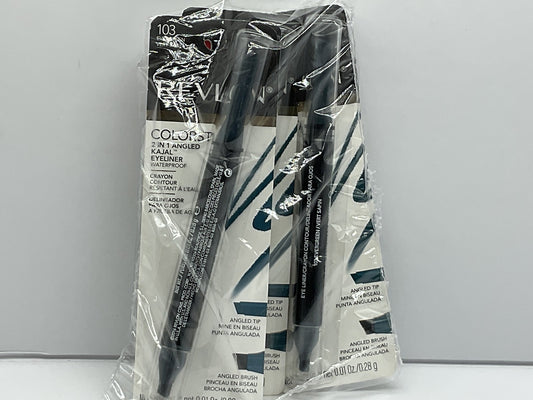 3 PACK - Revlon Colorstay 2 In 1 Kajal Waterproof Eyeliner ~ Evergreen 103