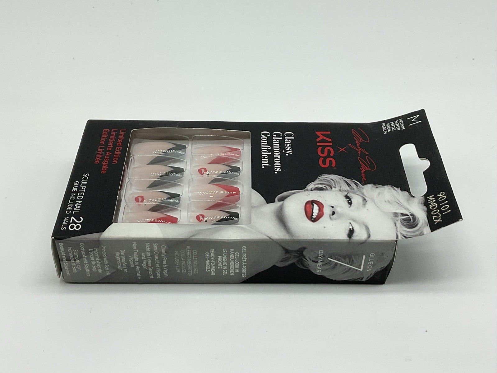 KISS Glue-On Marilyn Monroe Medium Nails - Black & Red French