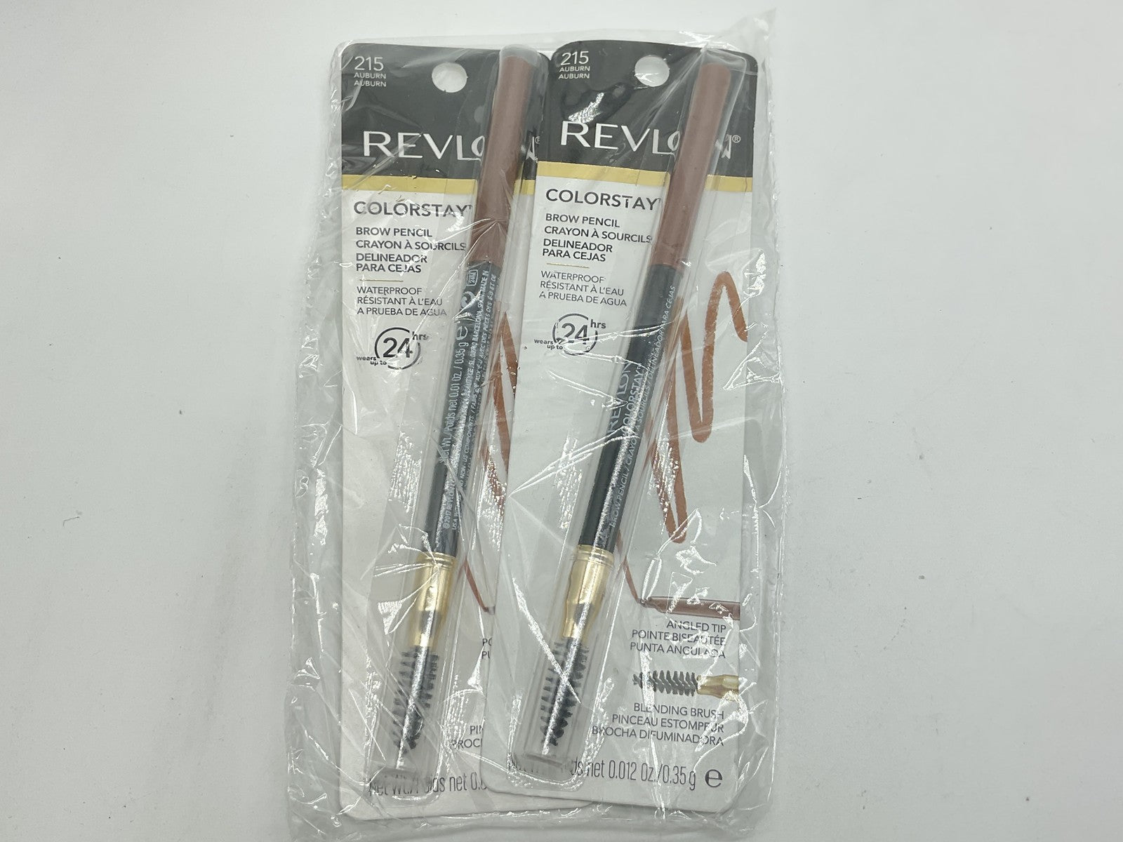 2 PACK - Revlon ColorStay Waterproof Brow Pencil, Auburn 215, 0.012 oz