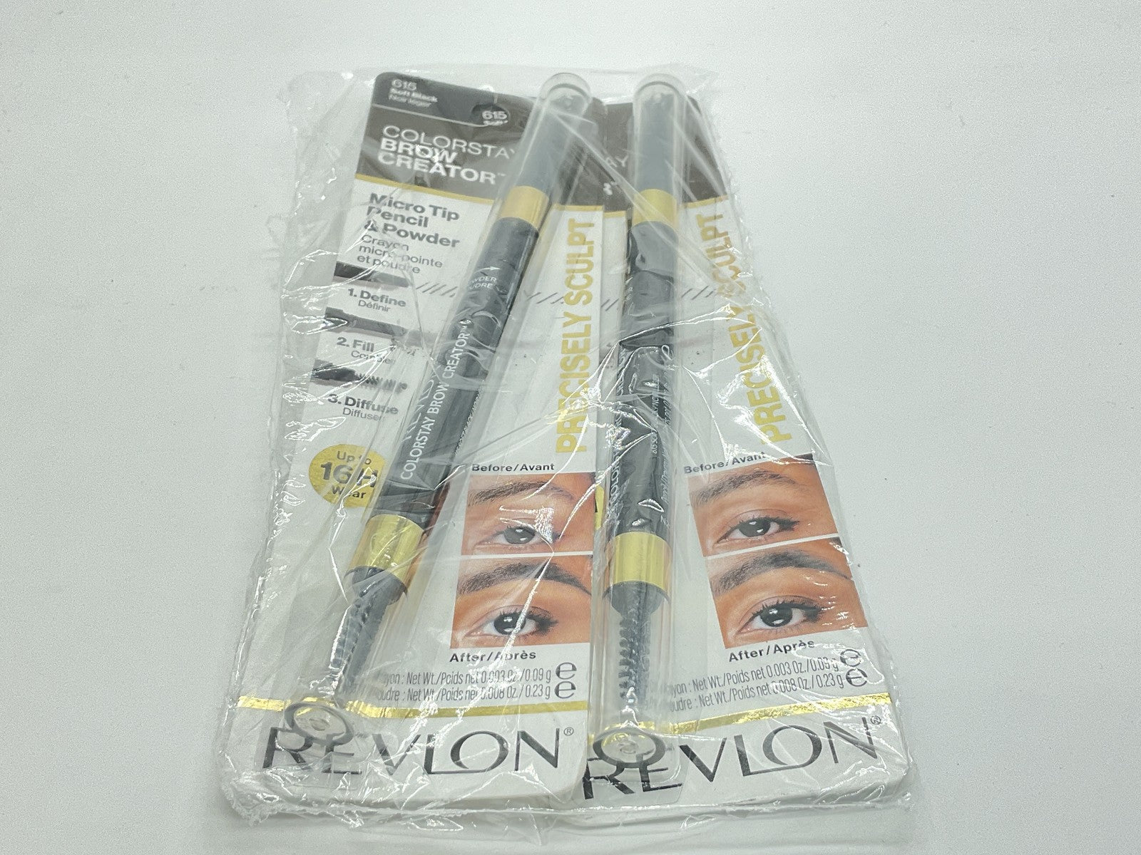 2 PACK - Revlon Colorstay Brow Creator Micro Tip Pencil - 615 Soft Black