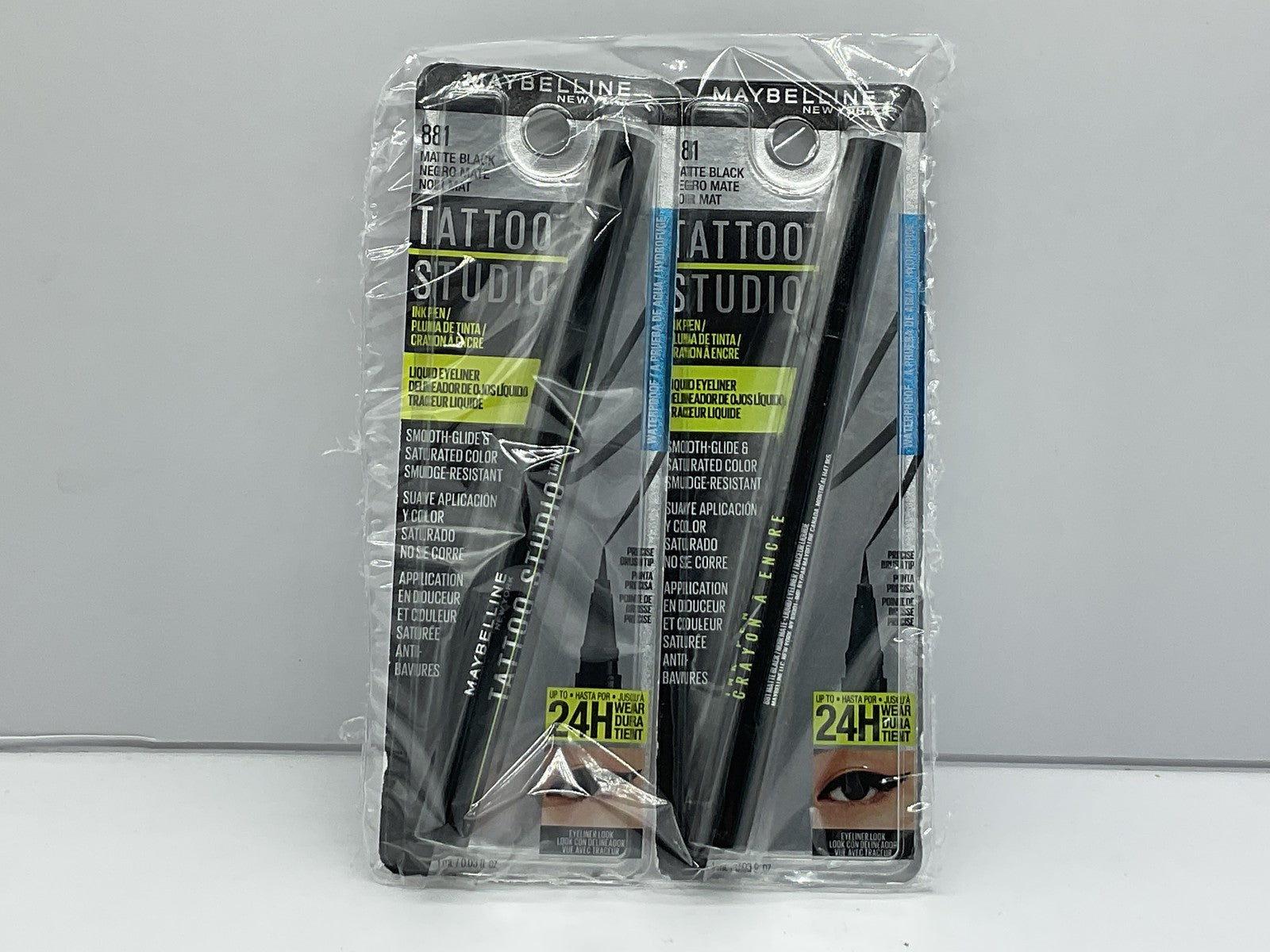 2 PACK - Maybelline Tattoo Studio Liquid Eyeliner Ink Pen - 881 Matte Black