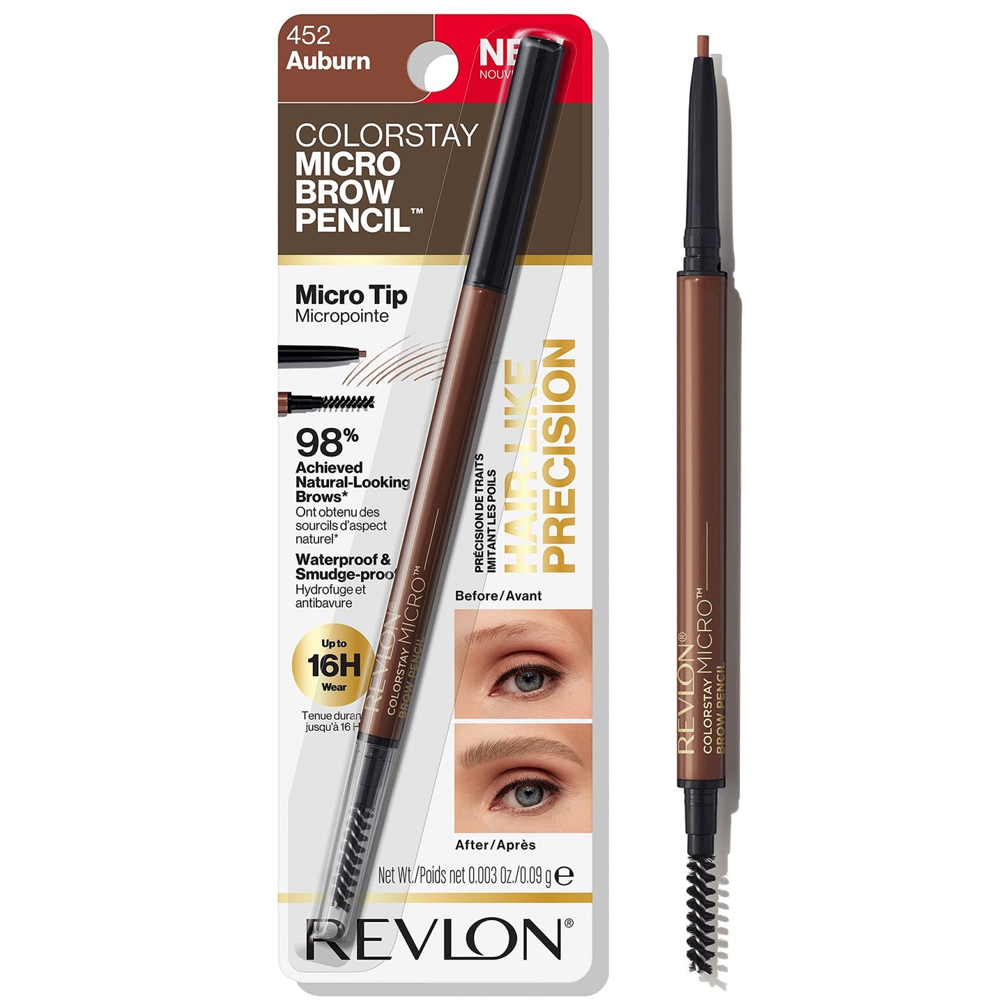 3 PACK - Revlon Colorstay Waterproof Micro Brow Pencil Micro Tip - 452 Auburn