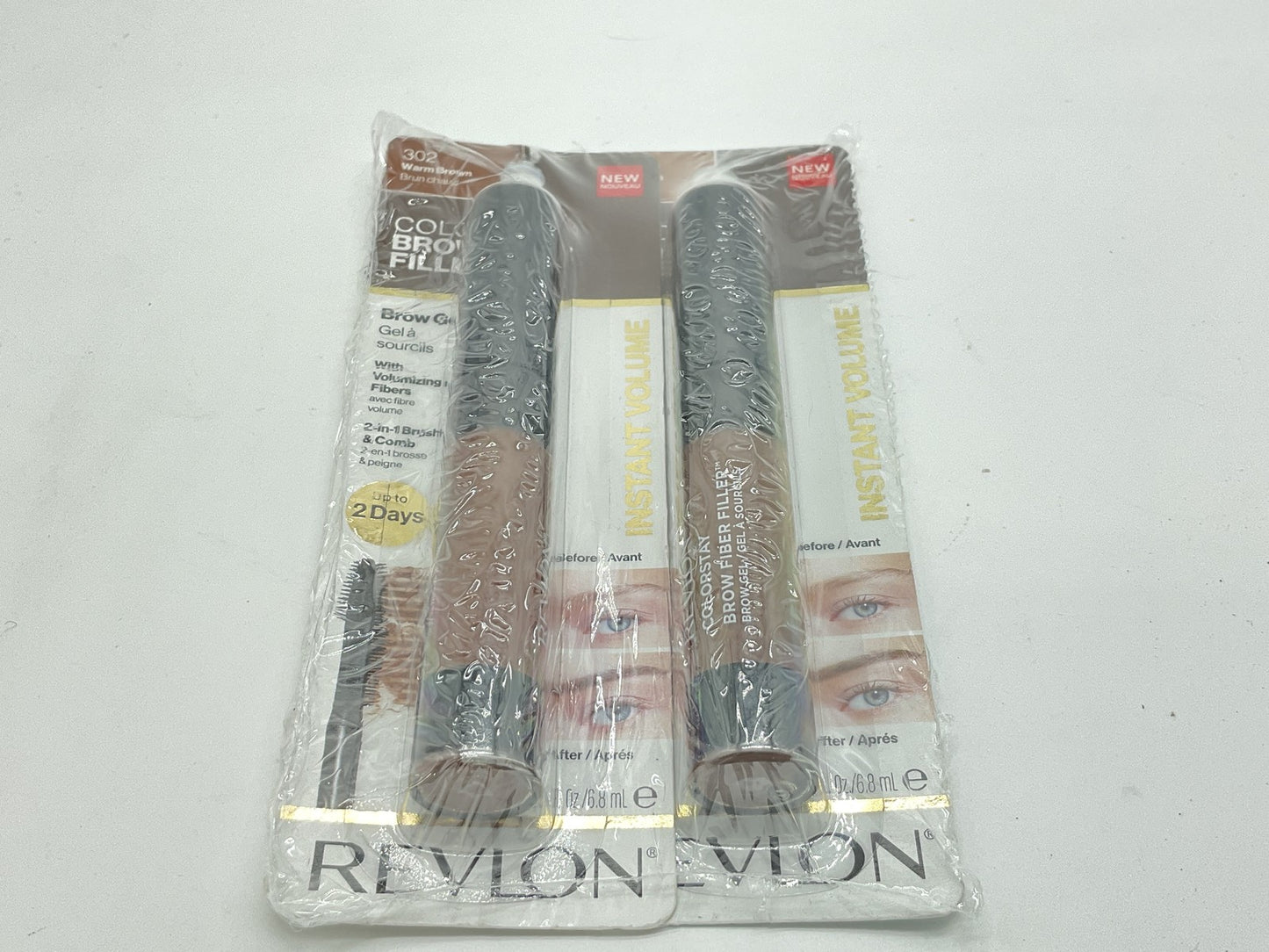 2 PACK - Revlon Colorstay Brow Fiber Filler Brow Gel - 302 Warm Brown