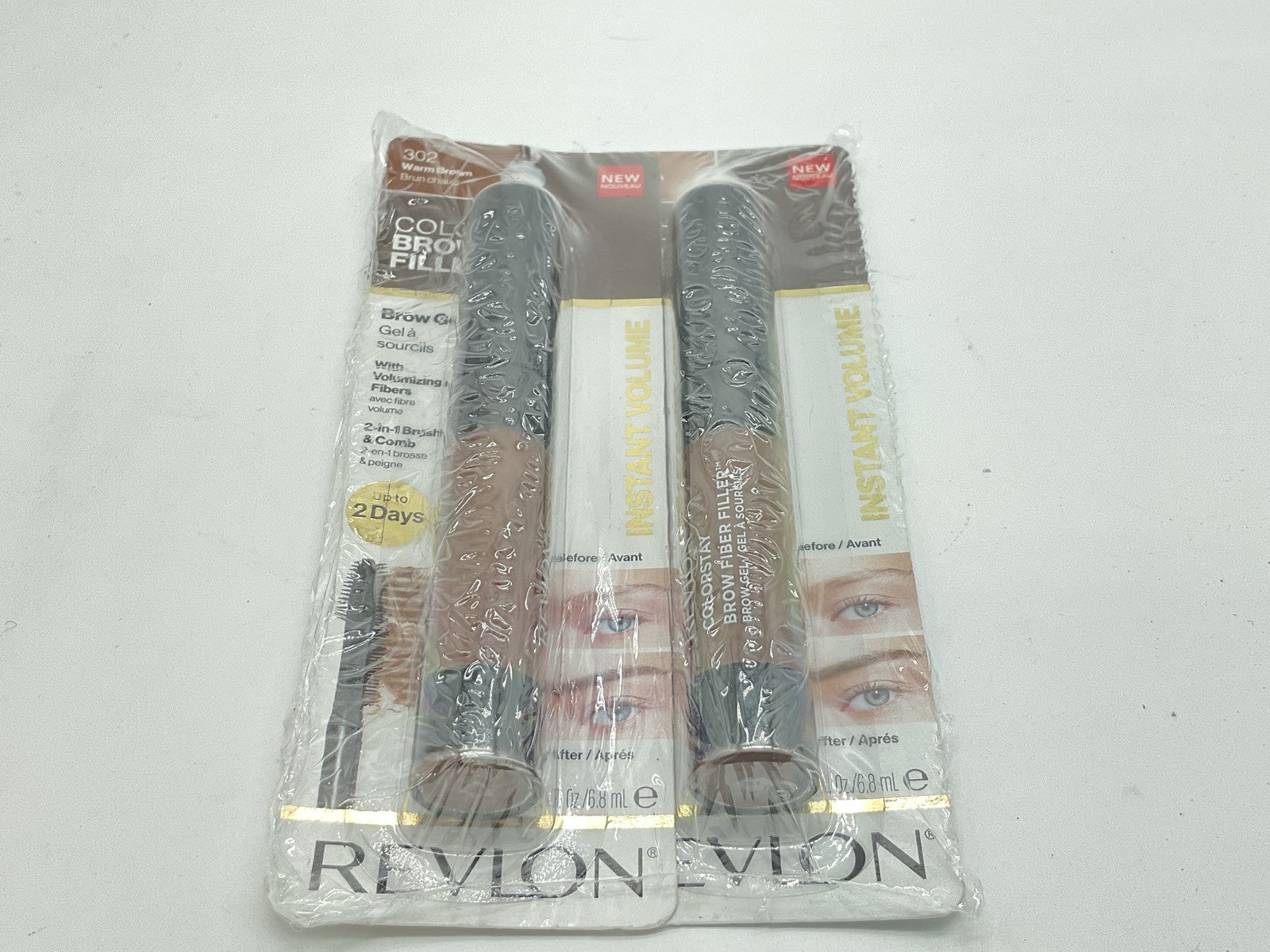 2 PACK - Revlon Colorstay Brow Fiber Filler Brow Gel - 302 Warm Brown