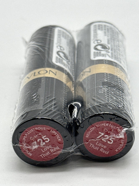 REVLON Super Lustrous Lipstick 725 LOVE THAT RED, 2 pack