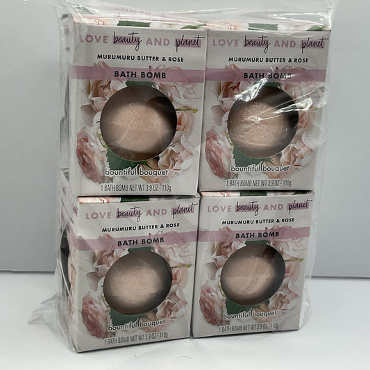 4 Pack- Bath Bombs Love Beauty & Planet Murumuru Butter & Rose