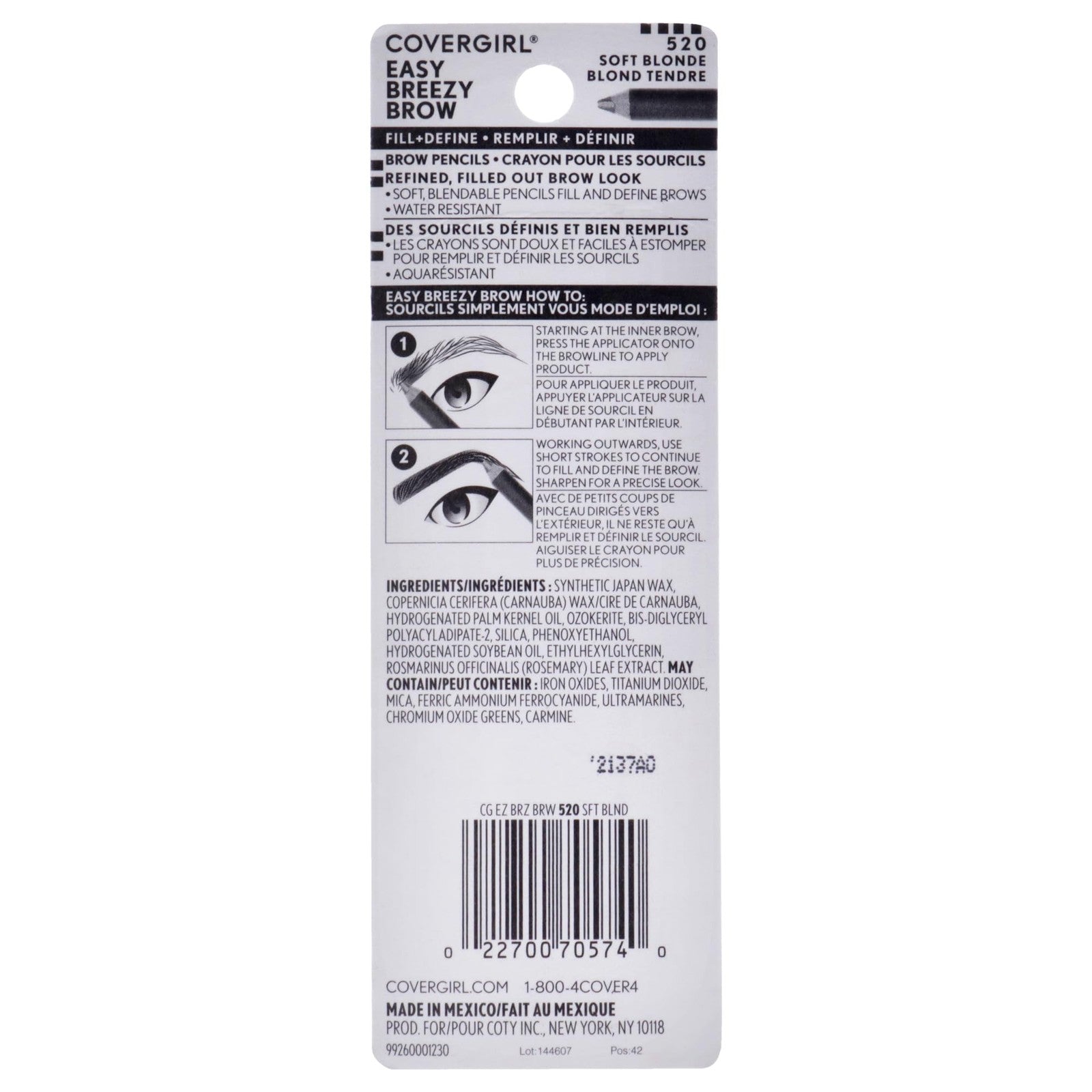 2 PACK - CoverGirl Easy Breezy Brow Fill + Define - 520 Soft Blonde