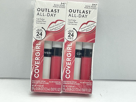 2 PACK - CoverGirl Lip Color & Topcoat Outlast All Day - 547 Rose Pearl