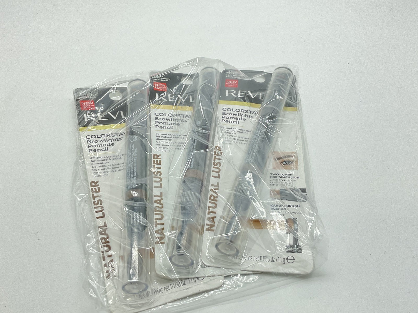 3 PACK - Revlon Colorstay Browlights Pomade Pencil - 402 Soft Brown