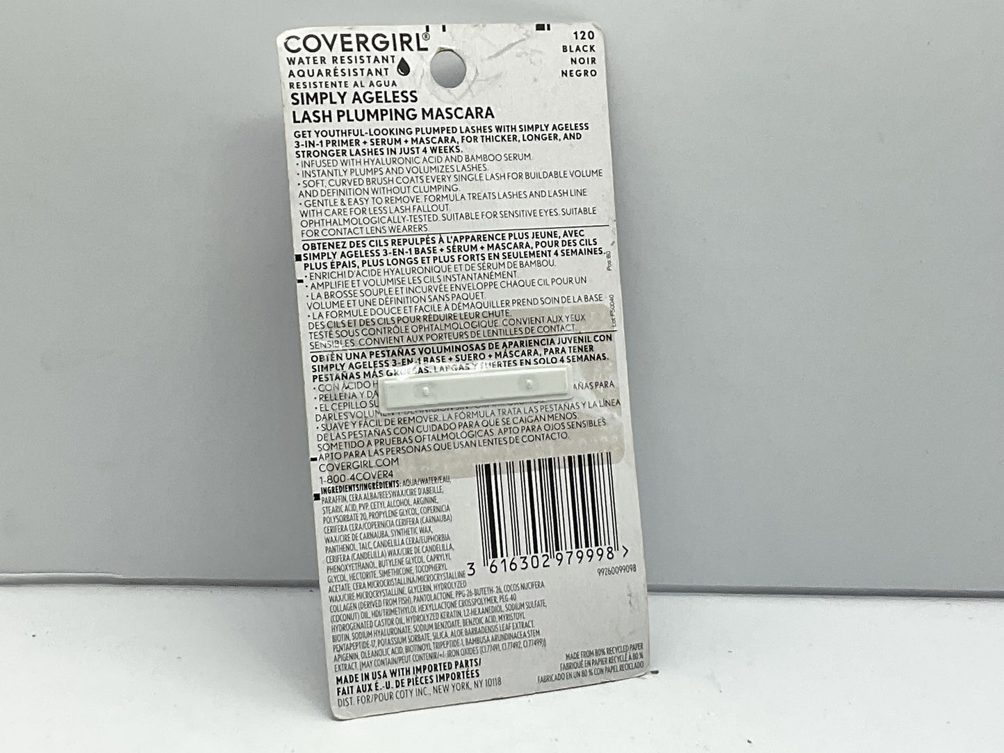 Covergirl Simply Ageless 3-in-1 Waterproof Lash Plumping Mascara - 120 BLACK