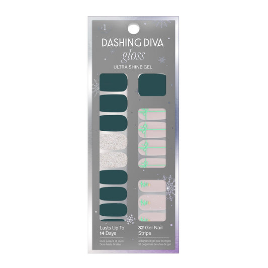 Dashing Diva Gloss Nail Strips Tree Skirt UV Free Chip Resistant - 32 Nail Wraps