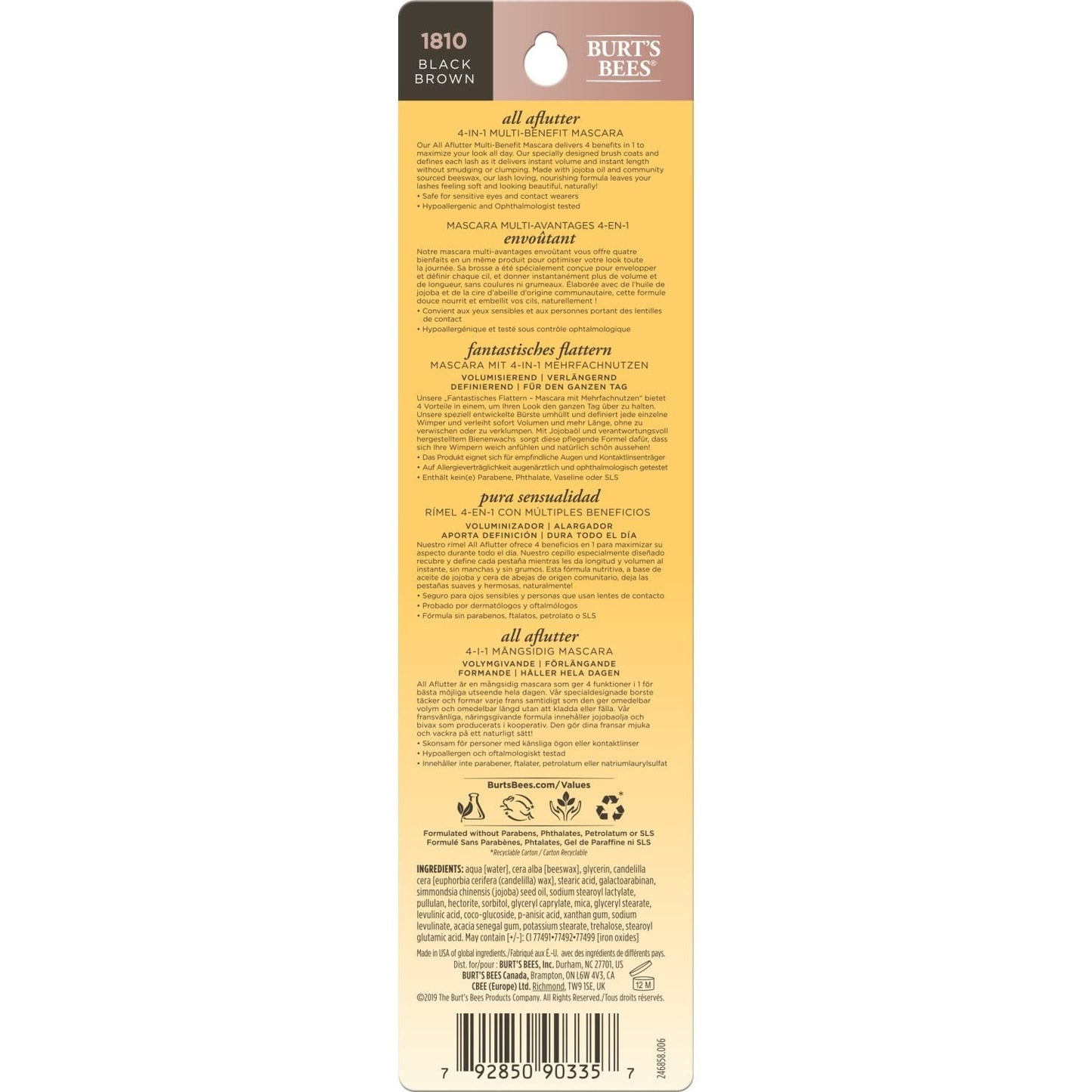 Burt's Bees All Aflutter Multi-Benefit Mascara - 1810 Black Brown