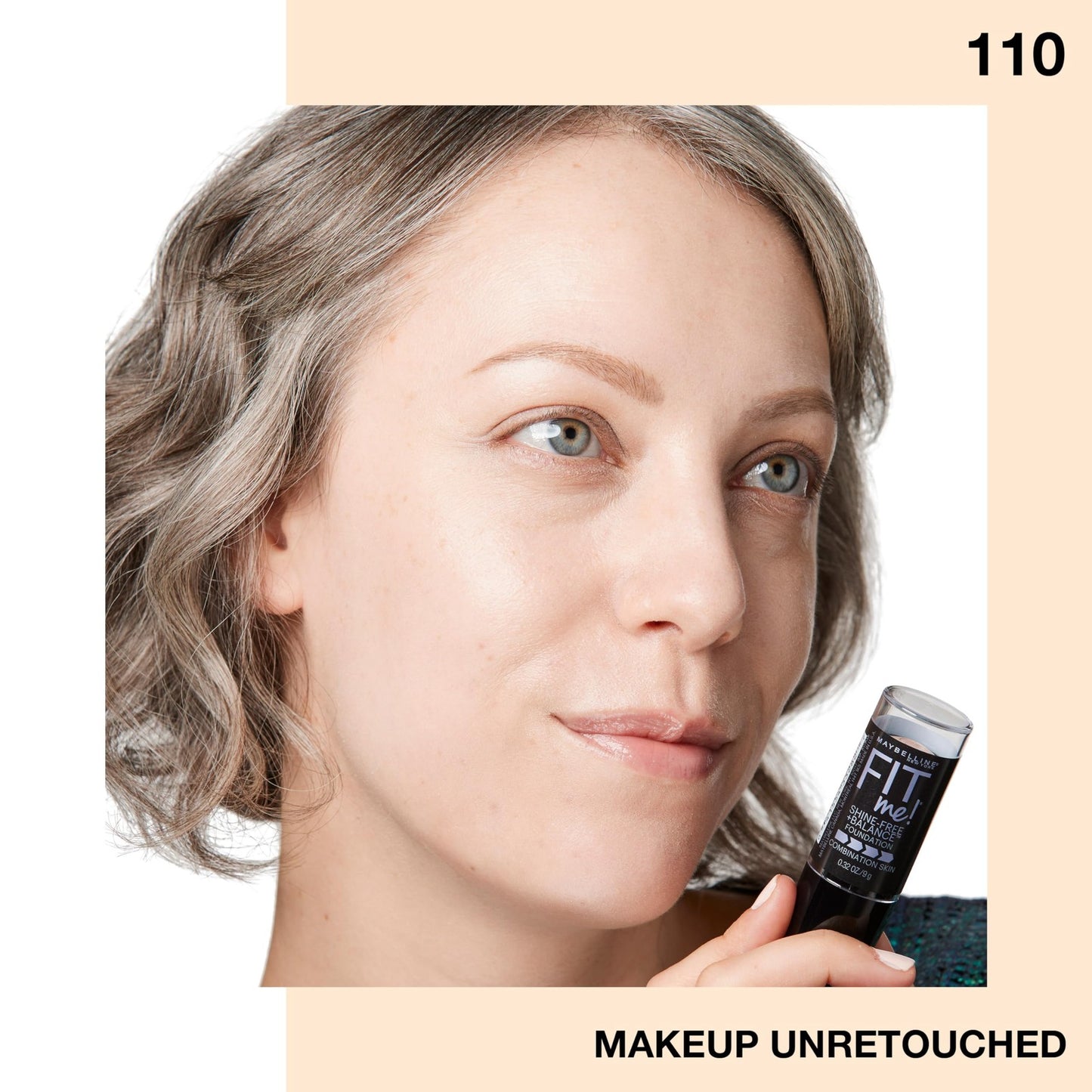 3 PACK - Maybelline Fit Me Shine-Free + Balance Foundation 110 - Porcelain
