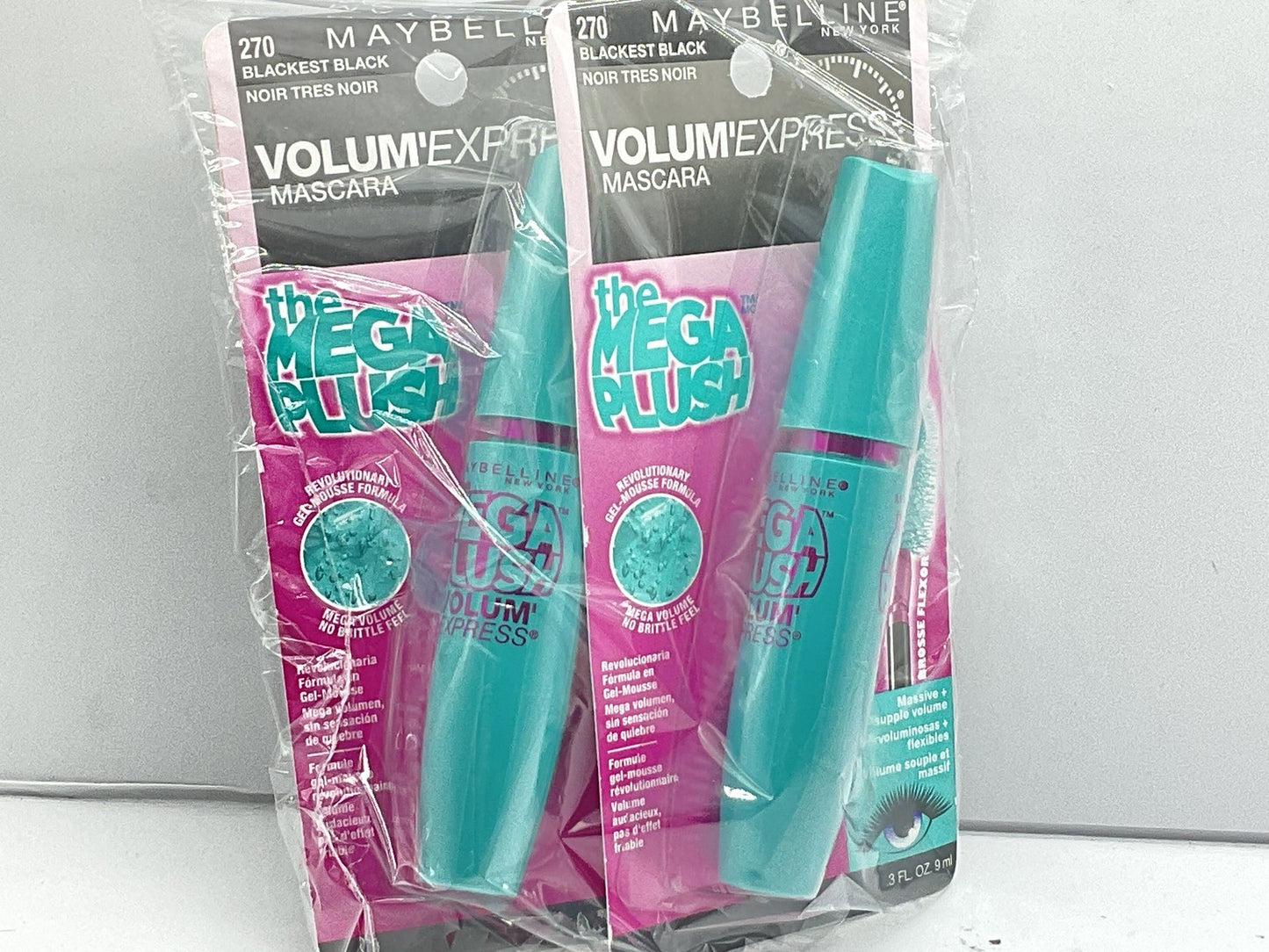 2 PACK - Maybelline Volum’ Express The Mega Plush Mascara - 270 Blackest Black