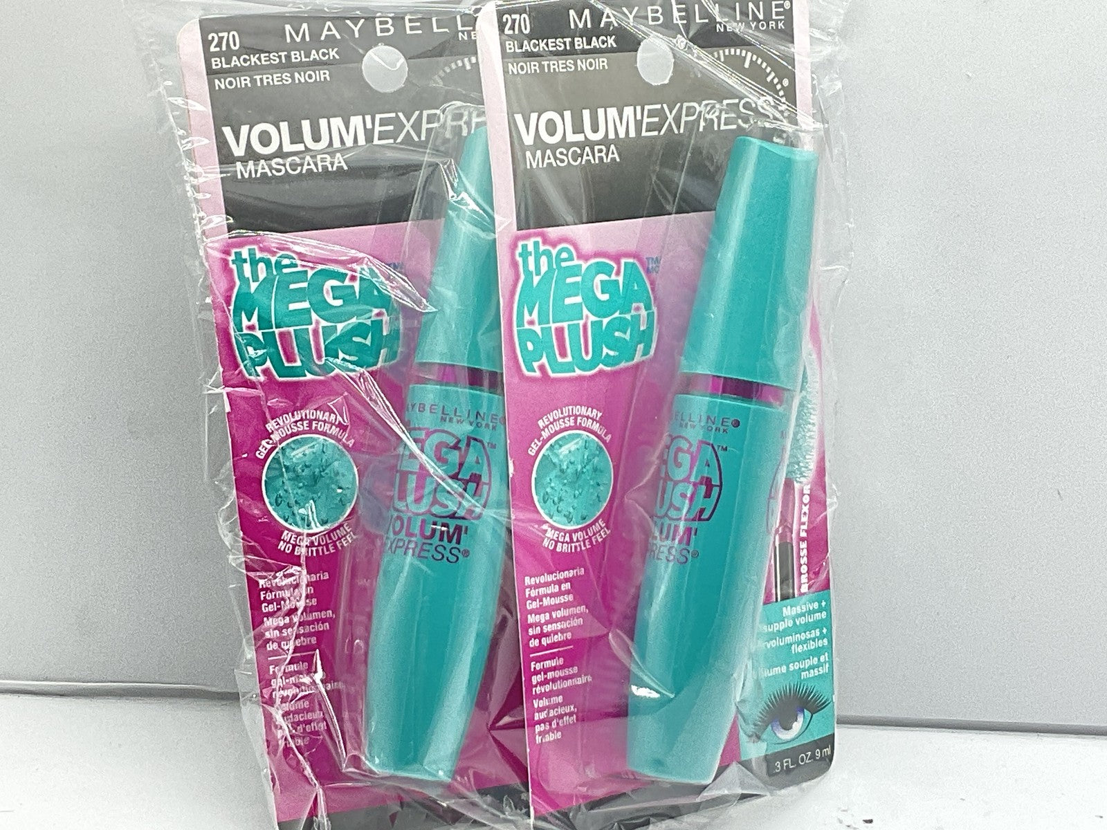 2 PACK - Maybelline Volum’ Express The Mega Plush Mascara - 270 Blackest Black