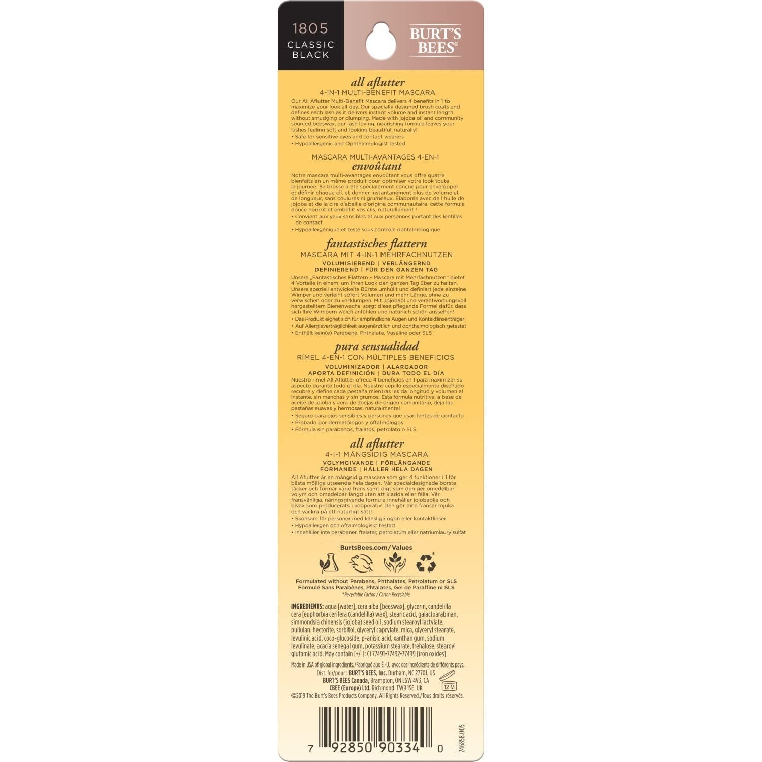 BURTS BEES Classic Black Multi Benefit Mascara, 0.066 OZ