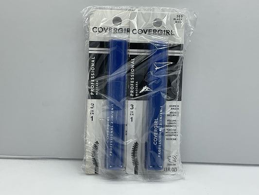 2 PACK - CoverGirl Professional 3 in 1 Mascara - 205 Black Curved Brush