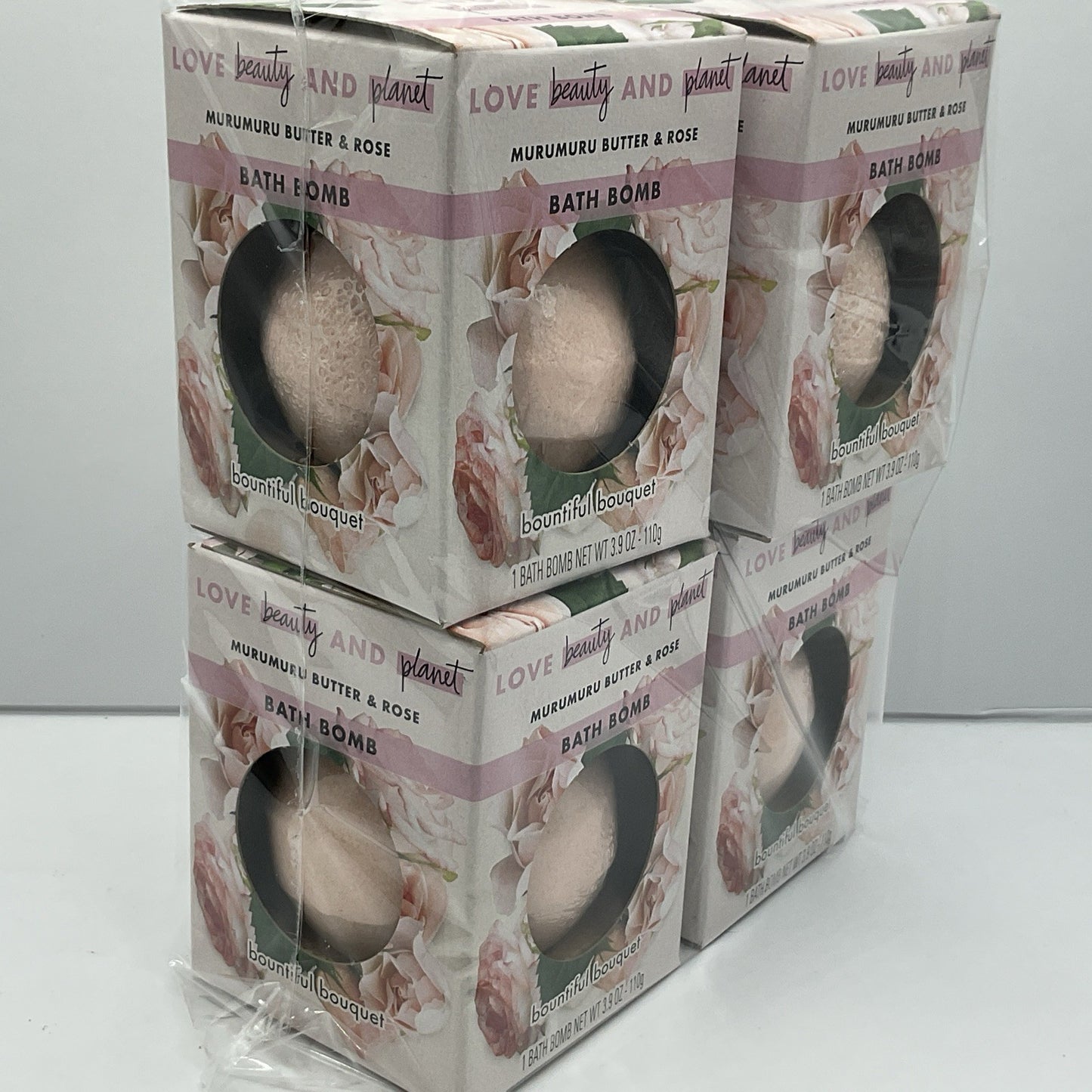 4 Pack- Bath Bombs Love Beauty & Planet Murumuru Butter & Rose