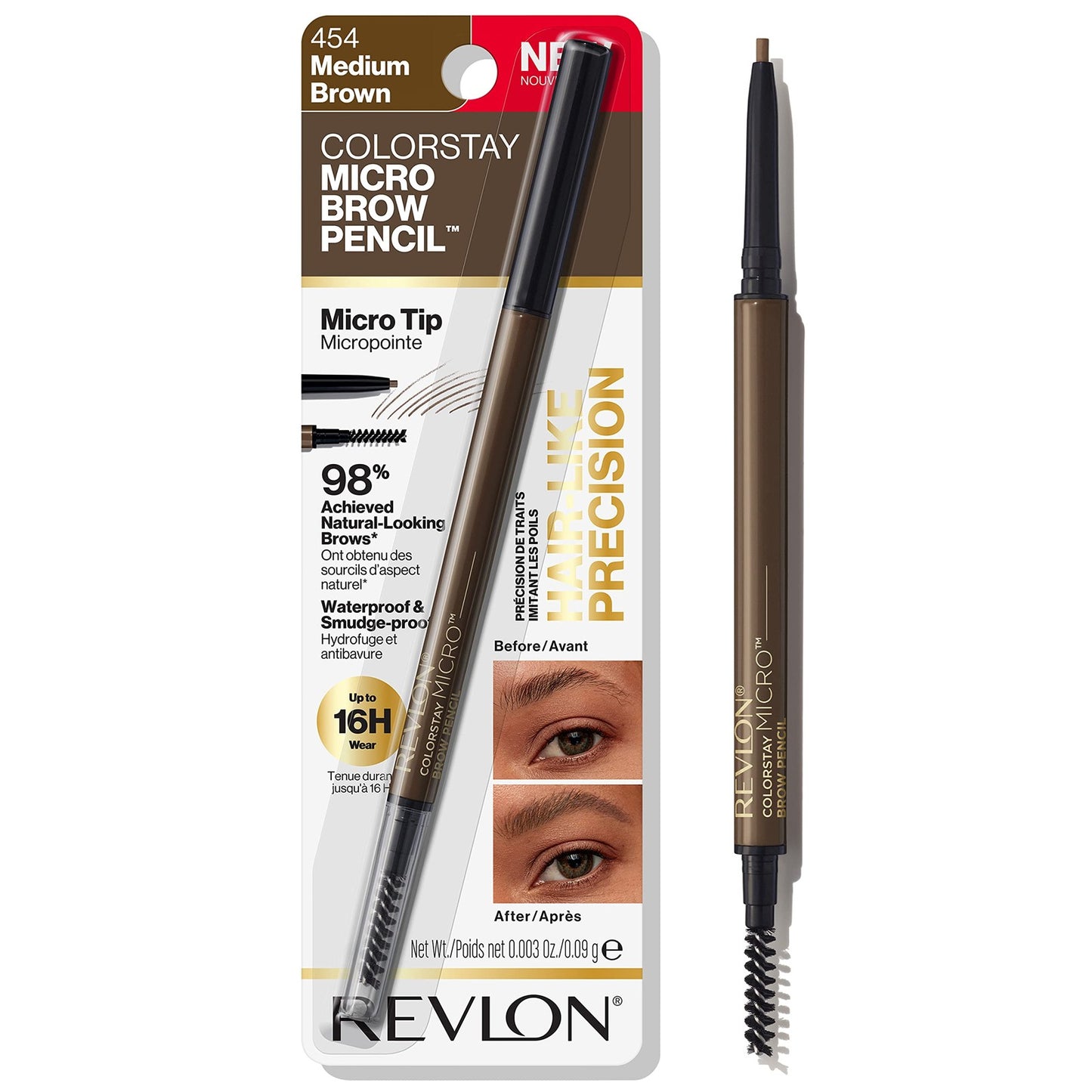 3 PACK - Revlon Colorstay Micro Brow Pencil - 454 Medium Brown