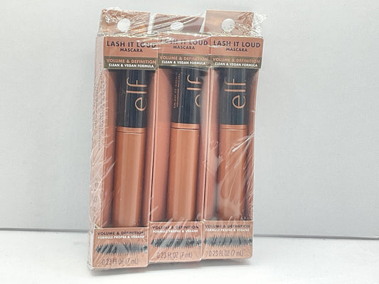 3 PACK - e.l.f. Cosmetics Lash It Loud Volumizing Mascara 0.23 oz - Deep Brown