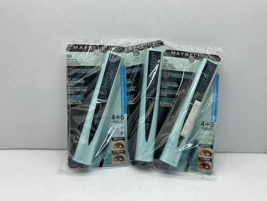 3 PACK - Maybelline Makeup Total Temptation Waterproof Mascara, 604 Very Black