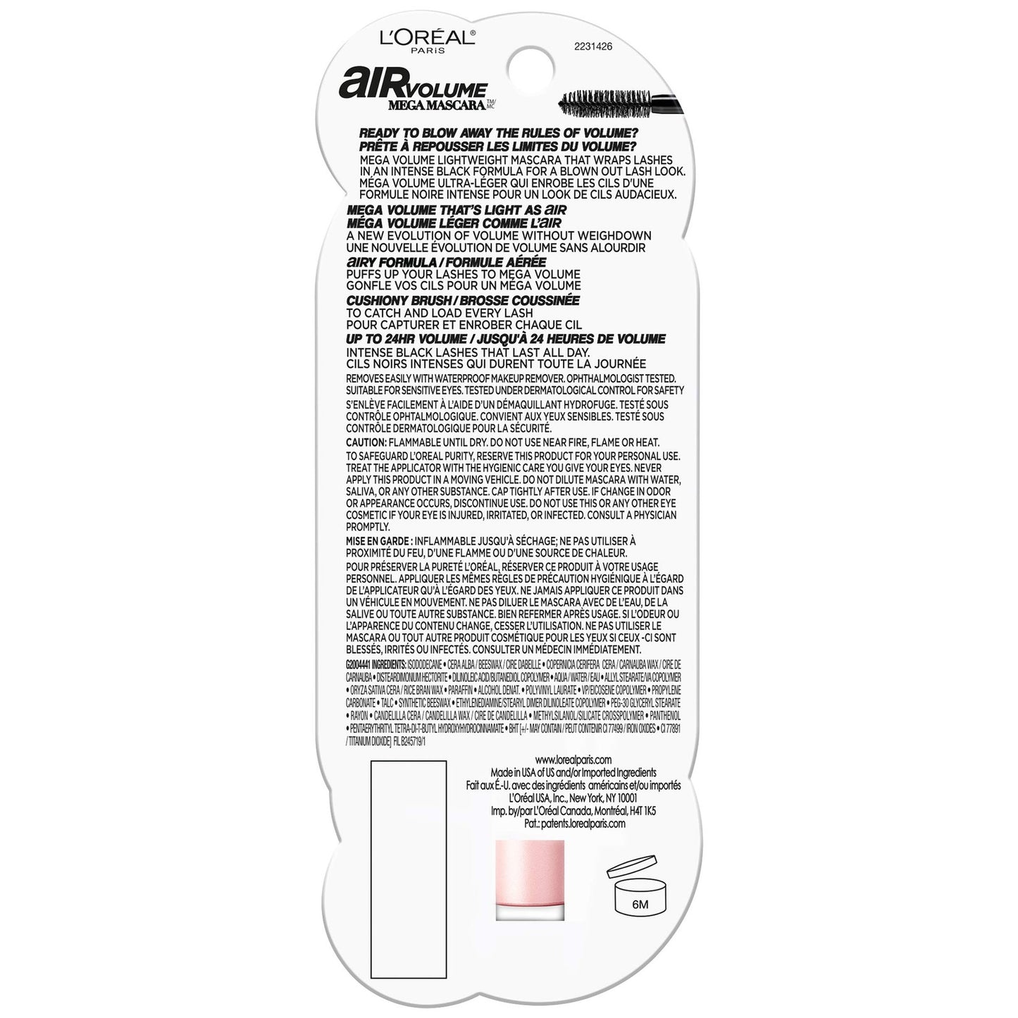 2 PACK - L’oreal Air Volume Mega Waterproof Mascara - 853 Blackest Black