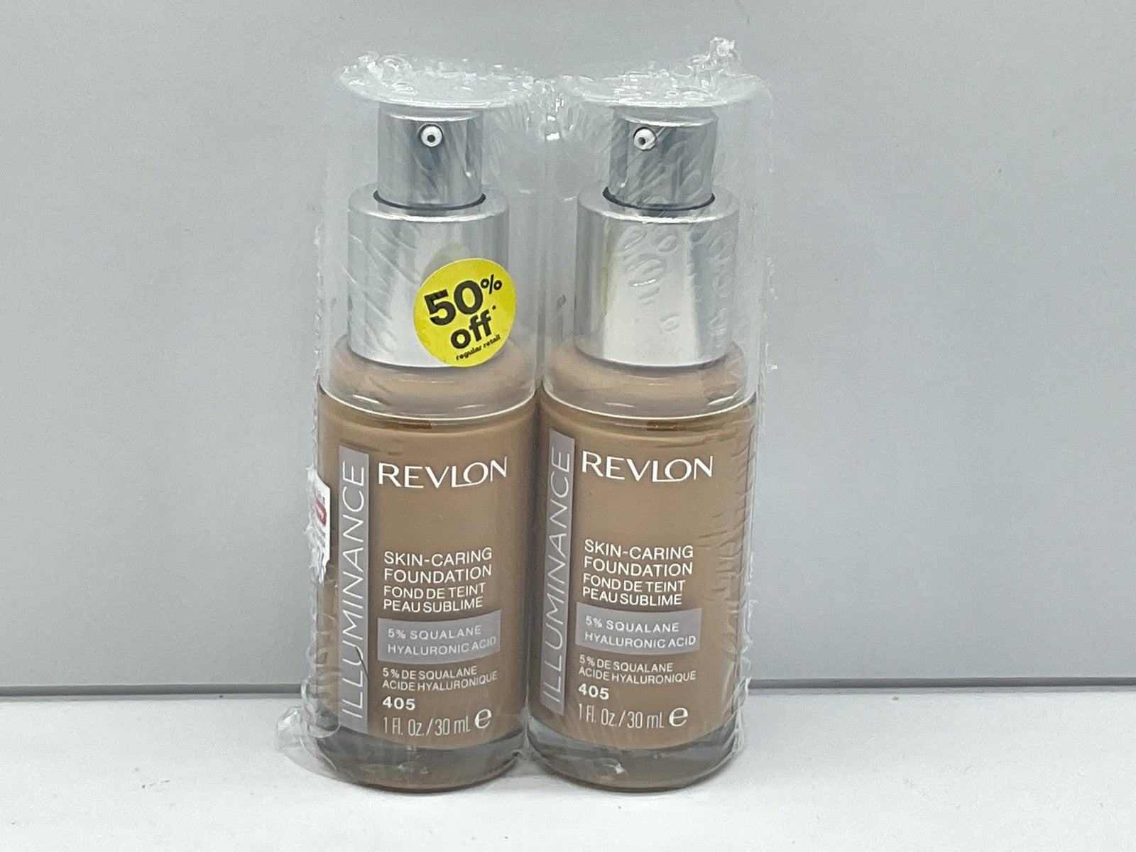 2 PACK - Revlon Illuminance Skin Caring Foundation Hyaluronic Acid, 405 Hazel