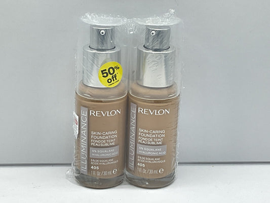 2 PACK - Revlon Illuminance Skin Caring Foundation Hyaluronic Acid, 405 Hazel