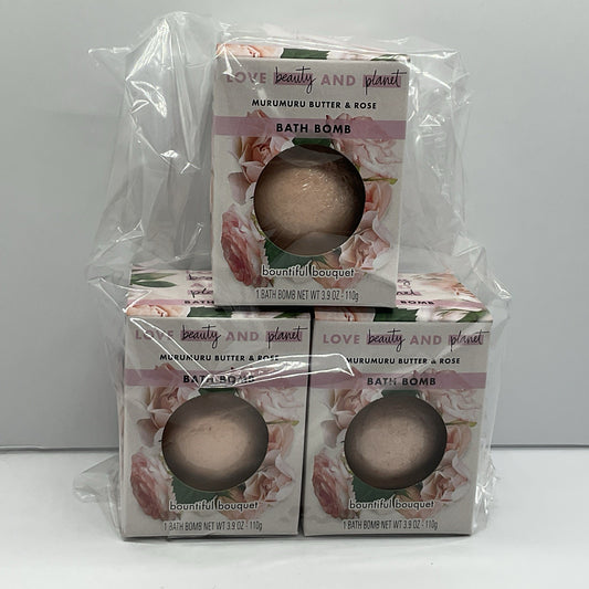 3 Pack- Bath Bombs Love Beauty & Planet Murumuru Butter & Rose
