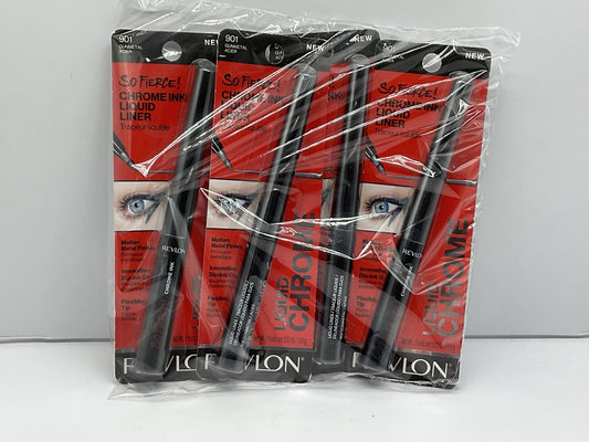 4 PACK - Revlon So Fierce! Chrome Ink Liquid Liner 0.03 oz Sealed 901 - Gunmetal