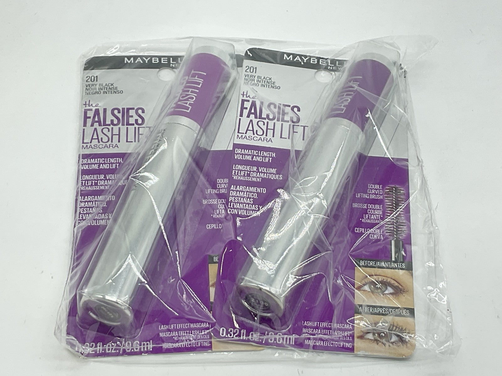 2 PACK - Maybelline The Falsies Lash Lift Mascara, 201 Very Black