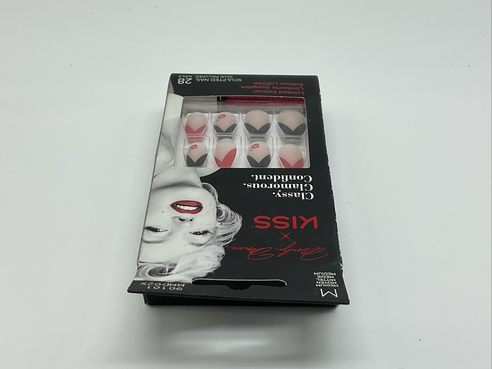 KISS Glue-On Marilyn Monroe Medium Nails - Black & Red French