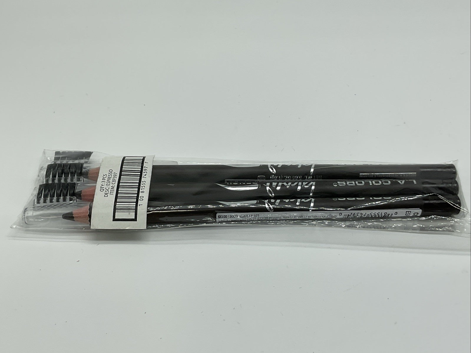 3 PACK - L.A. COLORS On Point Brow Pencil with Cap 0.06oz - CBP397 Espresso