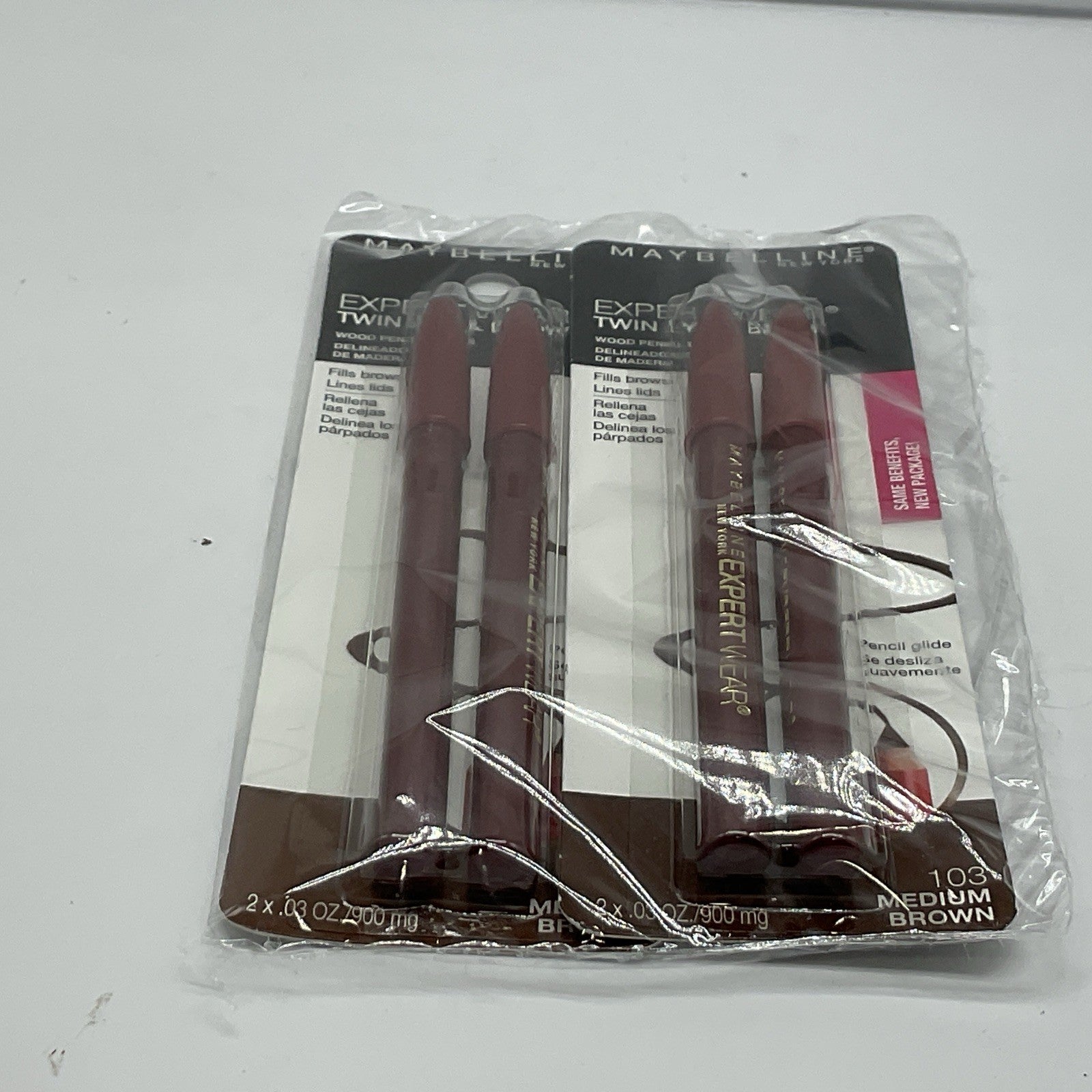 2 PACK -Maybelline Expert Wear Twin Eye & Brow Eyeliner Pencil, Medium Brown 103