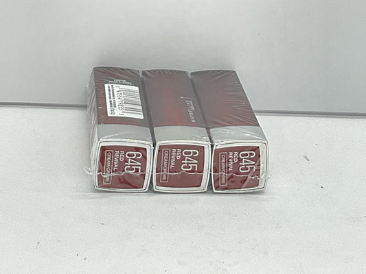 3 PACK - Maybelline Color Sensational Lipstick Cream Finish - 645 Red Revival 
