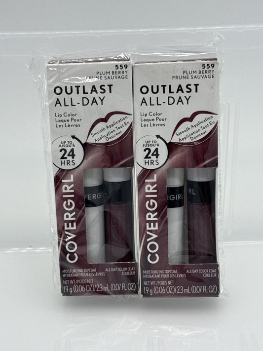 CoverGirl Outlast All-Day Lip Color, #559 Plum Berry, 0.07 fl oz, 2 pack