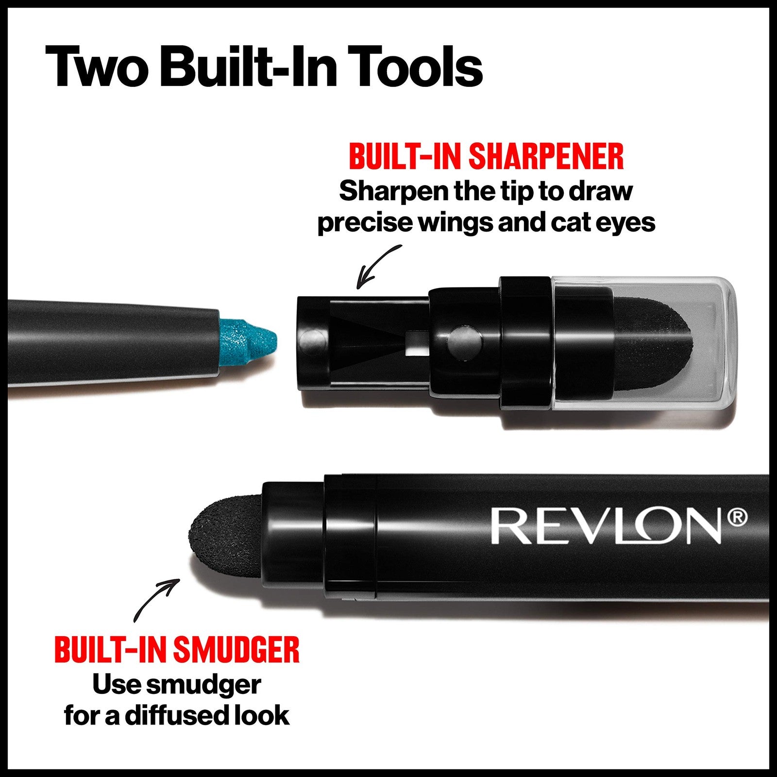 2 PACK - Revlon ColorStay Eyeliner Crayon w/ Smudger & Sharpener - 210 Teal