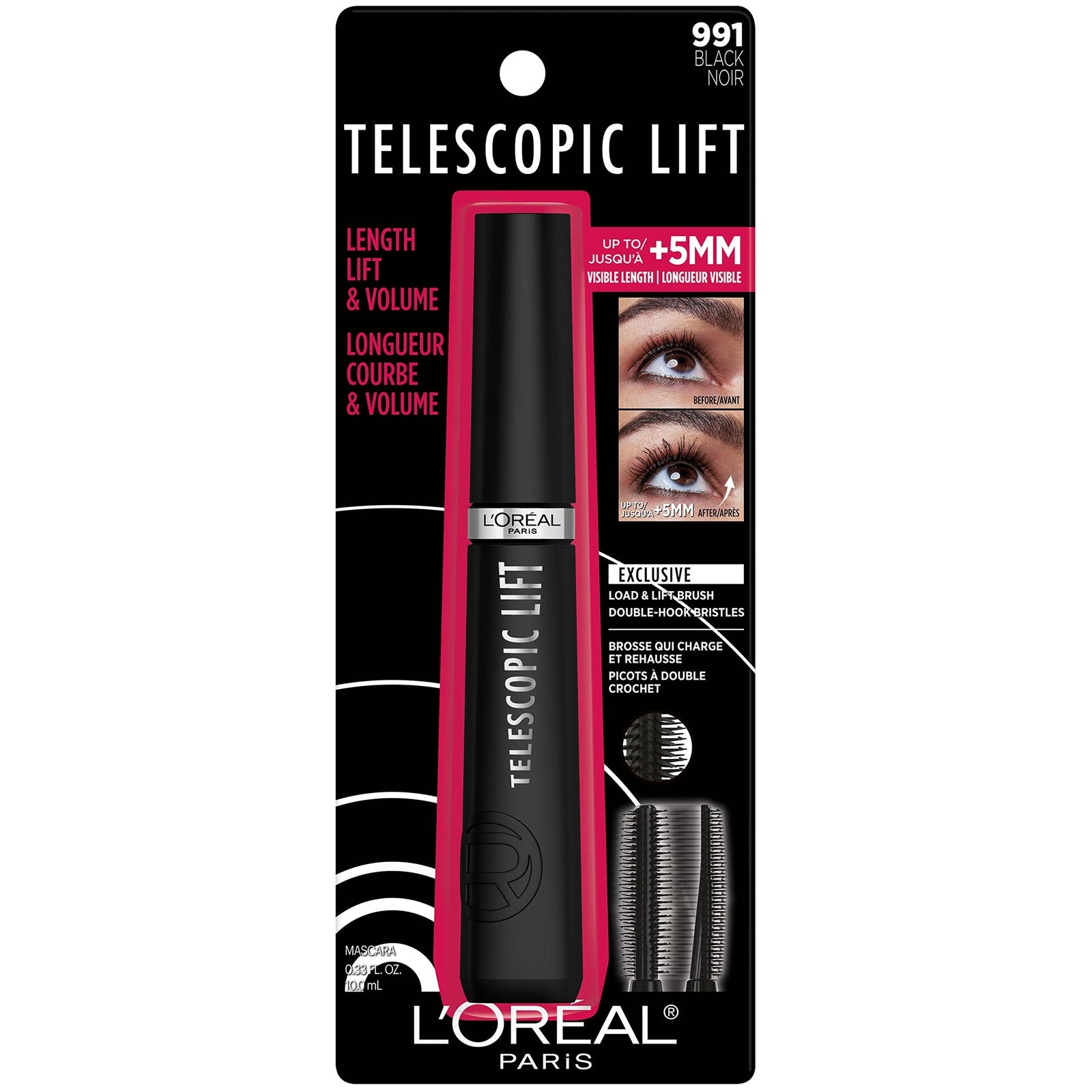 (1) - L'Oréal Paris TELESCOPIC LIFT Length & Volume Mascara - #991 - BLACK NOIR