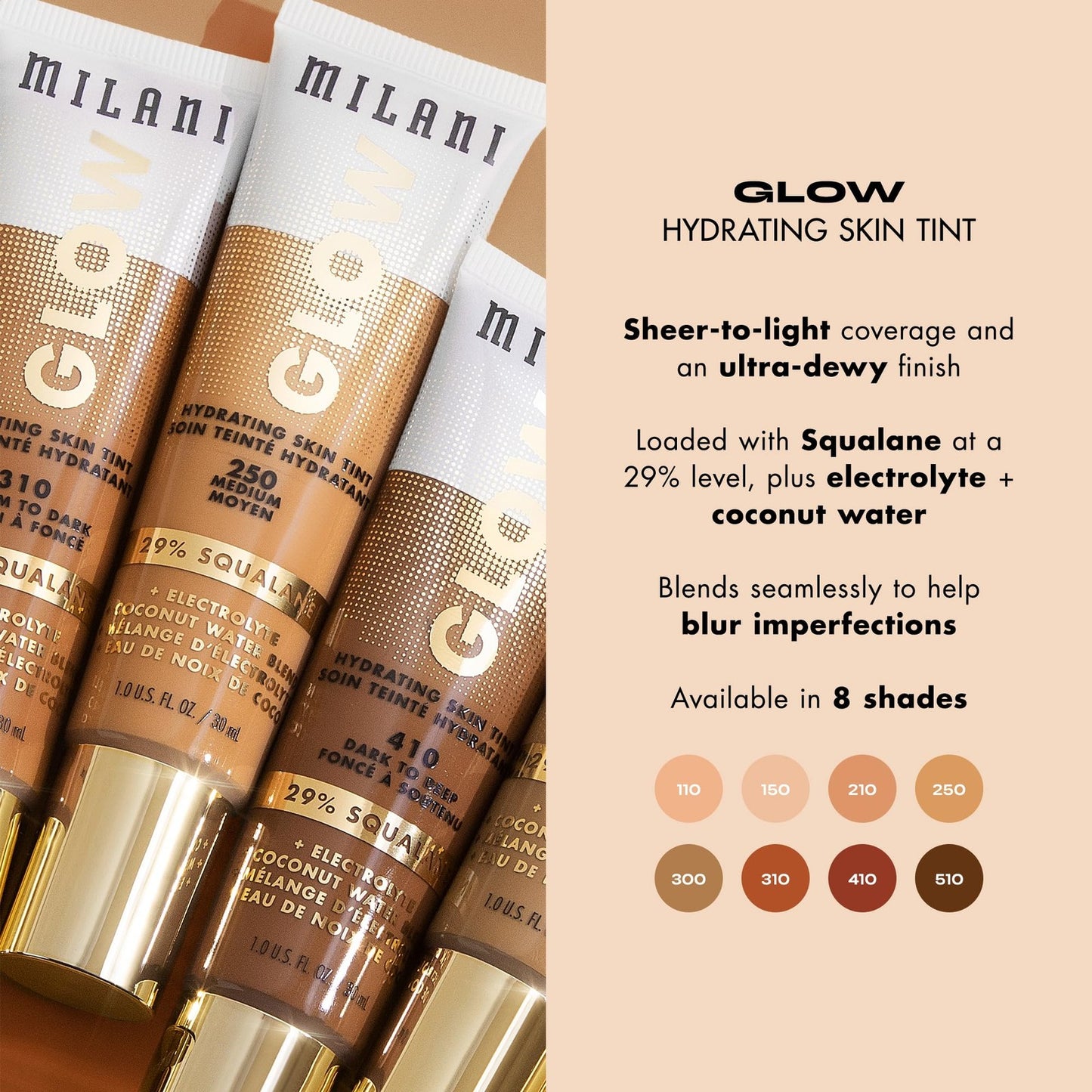 Milani Glow Hydrating Skin Tint - 410 Dark to Deep