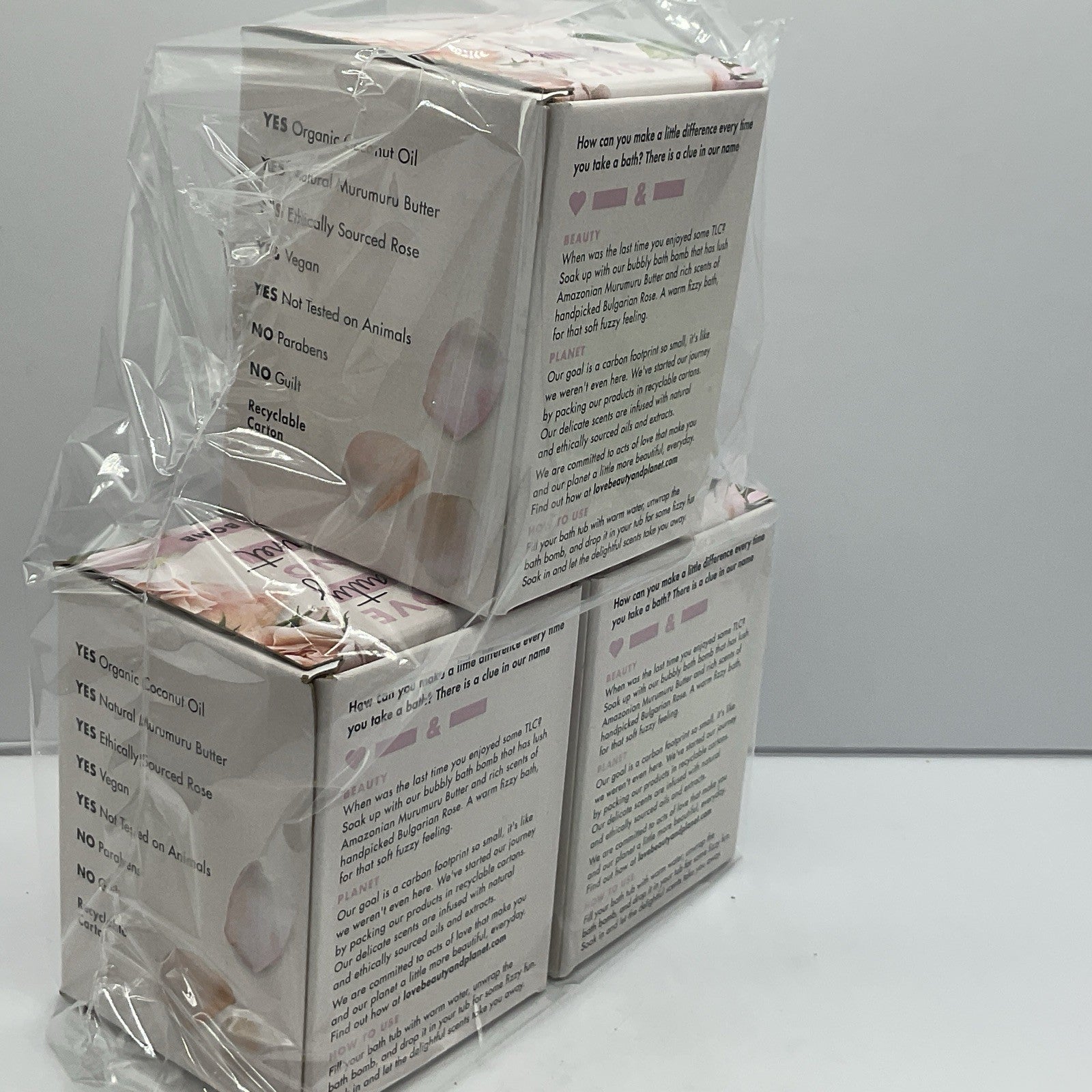 3 Pack- Bath Bombs Love Beauty & Planet Murumuru Butter & Rose