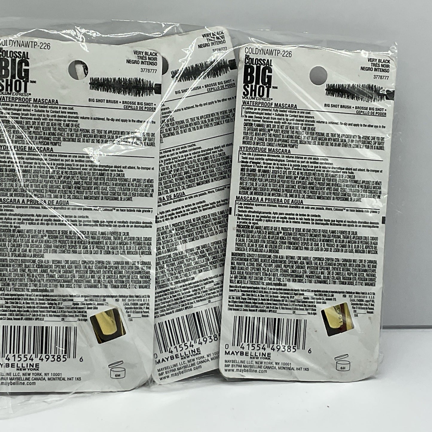 3 Pack - MAYBELLINE VOLUM'EXPRESS THE COLOSSAL BIG SHOT MASCARA 226 VERY BLACK