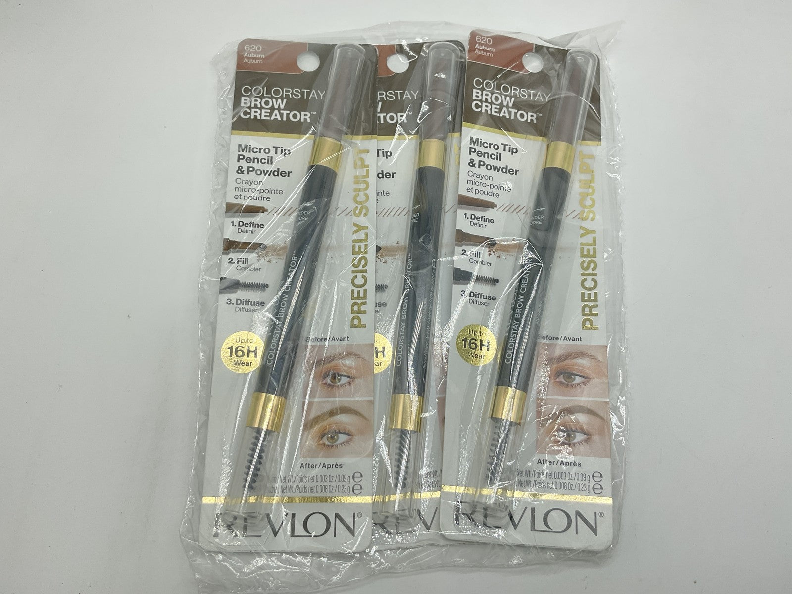 3 PACK - Revlon ColorStay Brow Creator, Auburn 620, 0.003 oz
