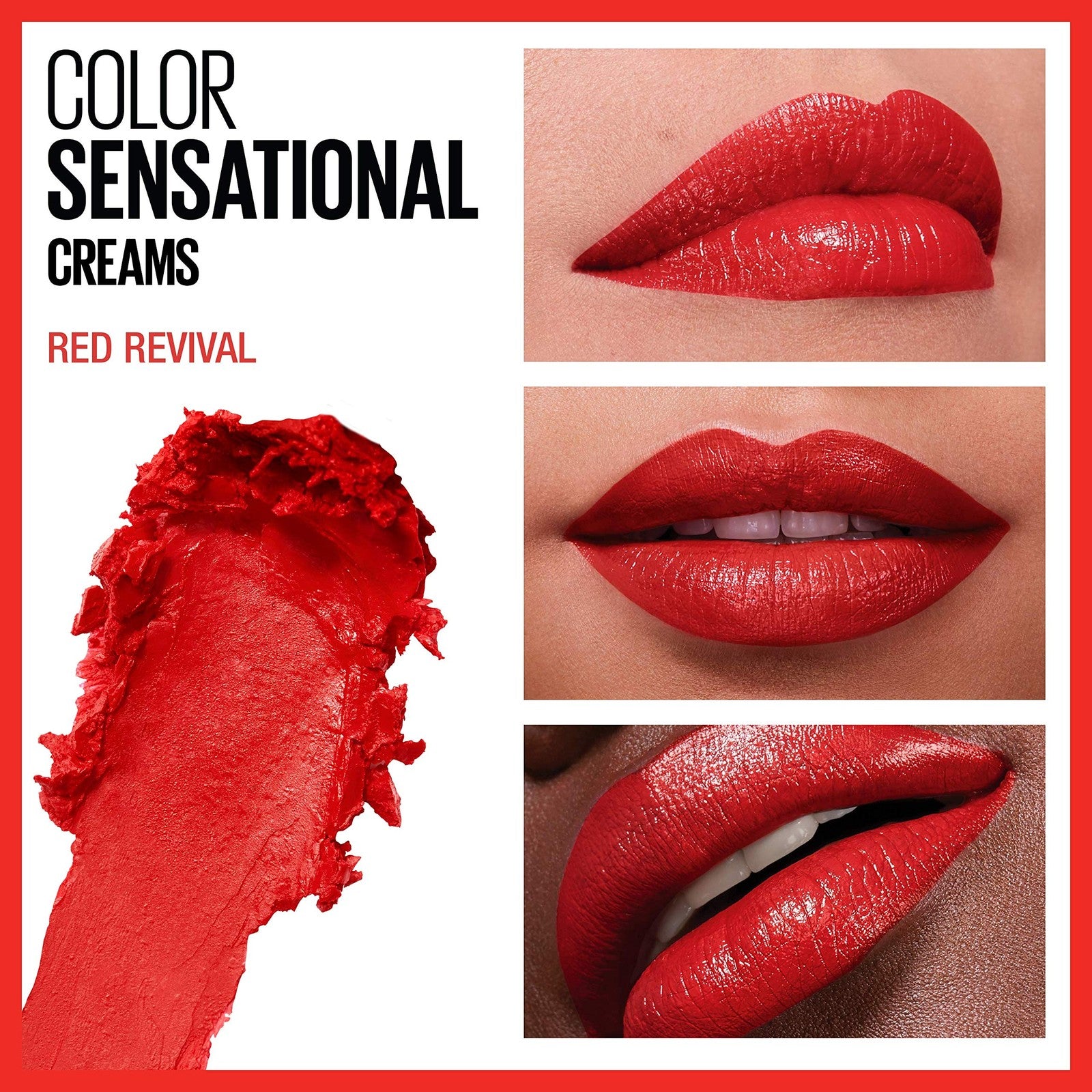 3 PACK - Maybelline Color Sensational Lipstick Cream Finish - 645 Red Revival 