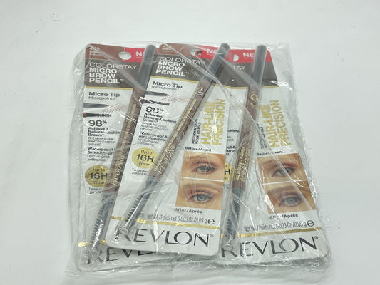 3 PACK - Revlon Colorstay Waterproof Micro Brow Pencil Micro Tip - 452 Auburn