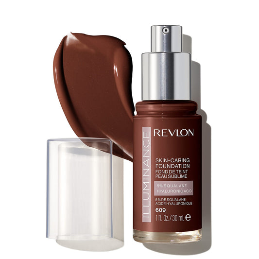 Revlon Illuminance Skin-Caring Liquid Foundation, Hyaluronic Acid, 609 Sienna